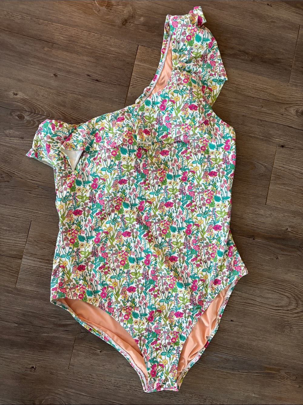 One-Shoulder Floral Swim Suit